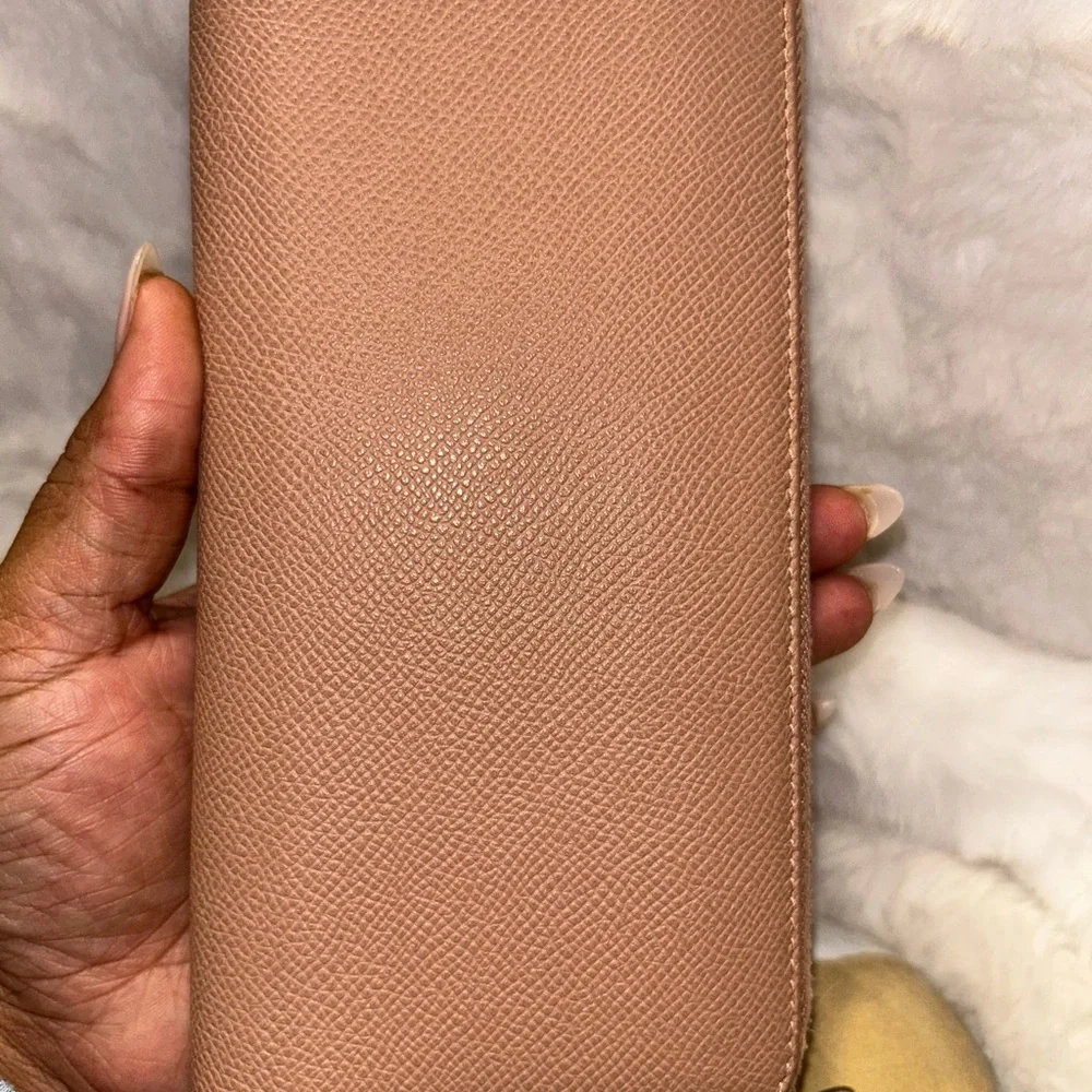 Christian Dior Blush Pink Grained Leather‎ Zippy Wallet